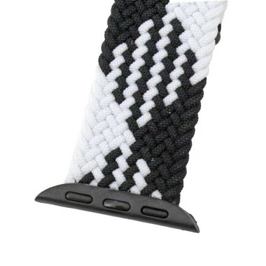 Black And White Braided Nylon Elastic Watch Band Made To Fit 42mm Apple® Watch 2 Black And White Braided Nylon Elastic Watch Band Made To Fit 42mm Apple® Watch - Image 2