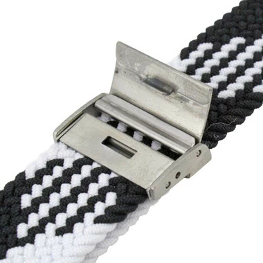 Black And White Braided Nylon Elastic Watch Band Made To Fit 42mm Apple® Watch 3 Black And White Braided Nylon Elastic Watch Band Made To Fit 42mm Apple® Watch - Image 3