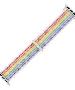 White Rainbow Nylon Velcro Style Sport Watch Band Made To Fit 38mm Apple® Watch
