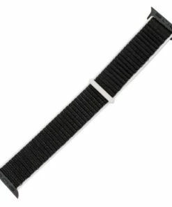 Black With White Edging Nylon Velcro Style Sport Watch Band Made To Fit 38mm Apple® Watch