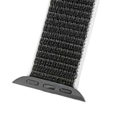 Black With White Edging Nylon Velcro Style Sport Watch Band Made To Fit 38mm Apple® Watch 2 Black With White Edging Nylon Velcro Style Sport Watch Band Made To Fit 38mm Apple® Watch - Image 2