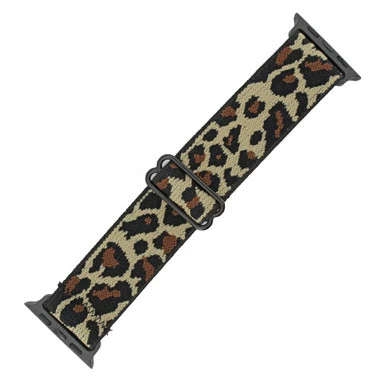 Leopard Print Elastic Nylon Watch Band Made To Fit 38mm Apple® Watch 1 Leopard Print Elastic Nylon Watch Band Made To Fit 38mm Apple® Watch