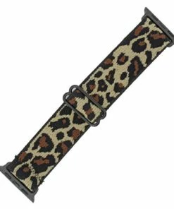 Leopard Print Elastic Nylon Watch Band Made To Fit 42mm Apple® Watch