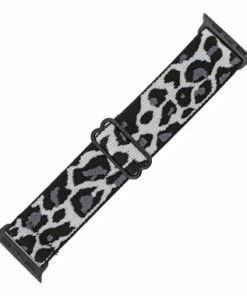 Cheap Watch Bands Store 15 White Leopard Print Elastic Nylon Watch Band Made To Fit 38mm AppleĀ® Watch