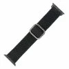 Black Elastic Nylon Watch Band With Crystal Buckle Made To Fit 42mm Apple® Watch