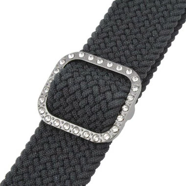 Black Elastic Nylon Watch Band With Crystal Buckle Made To Fit 42mm Apple® Watch 3 Black Elastic Nylon Watch Band With Crystal Buckle Made To Fit 42mm Apple® Watch - Image 3