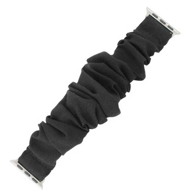 Black Elastic Scrunchie Style Watch Band Made To Fit 38mm Apple® Watch 1 Black Elastic Scrunchie Style Watch Band Made To Fit 38mm Apple® Watch