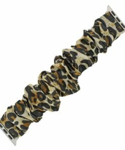 Cheap Watch Bands Store 27 Leopard Print Elastic Scrunchie Style Watch Band Made To Fit 42mm AppleĀ® Watch