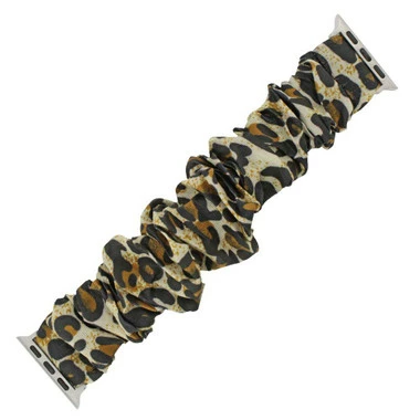 Leopard Print Elastic Scrunchie Style Watch Band Made To Fit 38mm Apple® Watch 1 Leopard Print Elastic Scrunchie Style Watch Band Made To Fit 38mm Apple® Watch