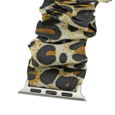 Leopard Print Elastic Scrunchie Style Watch Band Made To Fit 42mm Apple® Watch 2 Leopard Print Elastic Scrunchie Style Watch Band Made To Fit 42mm Apple® Watch - Image 2
