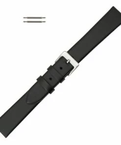 Watch Band 20mm Black Leather Smooth Classic Calf 8 1/4 Inch Length