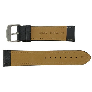 Hadley Roma Black 22mm Shrunken Grain Leather Watch Strap 7 1/2 Inch Length 3 Hadley Roma Black 22mm Shrunken Grain Leather Watch Strap 7 1/2 Inch Length - Image 3