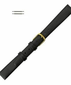 Smooth Black Leather Watch Band 12mm Smooth Calf Style 6 3/4 Inch Length