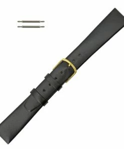 19mm Black Leather Watch Band Smooth Calf 7 3/8 Inch Length