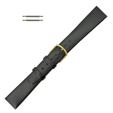 19mm Black Leather Watch Band Smooth Calf 7 3/8 Inch Length 1 19mm Black Leather Watch Band Smooth Calf 7 3/8 Inch Length