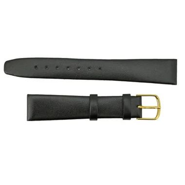Black Leather Watch Strap 17mm Smooth Calf 7 1/2 Inch Length 2 Black Leather Watch Strap 17mm Smooth Calf 7 1/2 Inch Length - Image 2