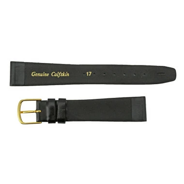 Black Leather Watch Strap 17mm Smooth Calf 7 1/2 Inch Length 3 Black Leather Watch Strap 17mm Smooth Calf 7 1/2 Inch Length - Image 3