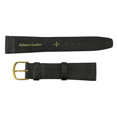 19mm Black Leather Watch Band Smooth Calf 7 3/8 Inch Length 3 19mm Black Leather Watch Band Smooth Calf 7 3/8 Inch Length - Image 3