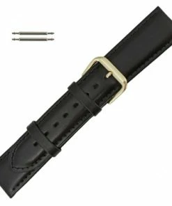 Leather Watch Band 22mm Black Classic Calf 7 1/2 Inch Length