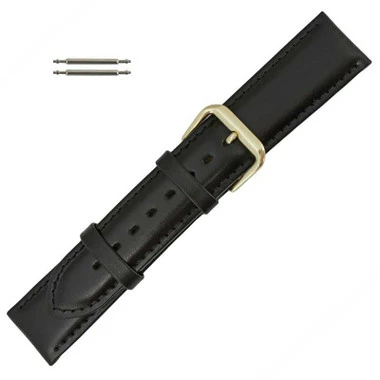 Leather Watch Band 22mm Black Classic Calf 7 1/2 Inch Length 1 Leather Watch Band 22mm Black Classic Calf 7 1/2 Inch Length