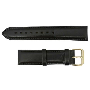 Leather Watch Band 22mm Black Classic Calf 7 1/2 Inch Length 2 Leather Watch Band 22mm Black Classic Calf 7 1/2 Inch Length - Image 2