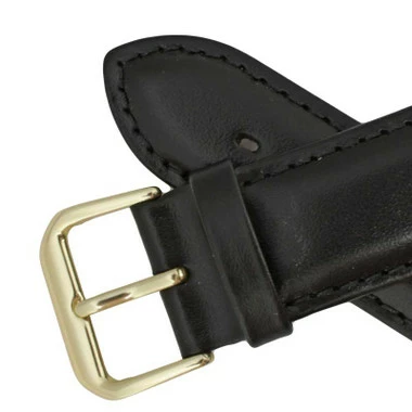 Leather Watch Band 22mm Black Classic Calf 7 1/2 Inch Length 4 Leather Watch Band 22mm Black Classic Calf 7 1/2 Inch Length - Image 4