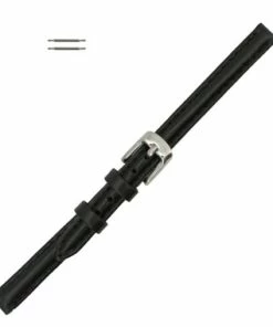 8mm Watch Band Black Leather Classic Calf 6 3/4 Inch Length