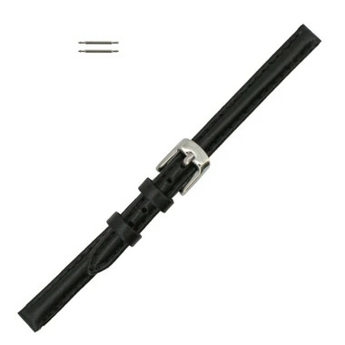 8mm Watch Band Black Leather Classic Calf 6 3/4 Inch Length 1 8mm Watch Band Black Leather Classic Calf 6 3/4 Inch Length