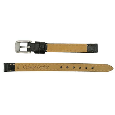 8mm Watch Band Black Leather Classic Calf 6 3/4 Inch Length 3 8mm Watch Band Black Leather Classic Calf 6 3/4 Inch Length - Image 3