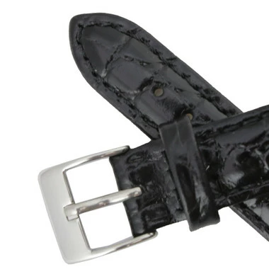 14mm Leather Watch Band Black Crocodile Grain 6 3/4 Inch Length 4 14mm Leather Watch Band Black Crocodile Grain 6 3/4 Inch Length - Image 4