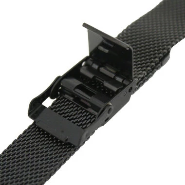 Black Color Tone Mesh Metal Watch Band 12mm 6 3/4 Inch Length 3 Black Color Tone Mesh Metal Watch Band 12mm 6 3/4 Inch Length - Image 3