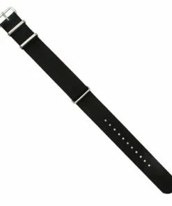 Ballistic Style Watch Band Black 20mm Nylon Strap 10 Inch Length