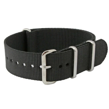 Ballistic Style Watch Band Black 20mm Nylon Strap 10 Inch Length 2 Ballistic Style Watch Band Black 20mm Nylon Strap 10 Inch Length - Image 2