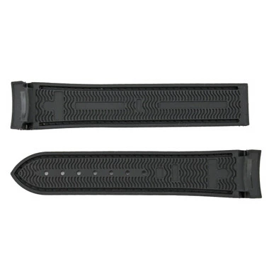 Made To Fit Omega® Speedmaster 22mm Black With Black Stitching Curved Ends Rubber Watch Band NO CLASP 7 1/2 Inch Length 2 Made To Fit Omega® Speedmaster 22mm Black With Black Stitching Curved Ends Rubber Watch Band NO CLASP 7 1/2 Inch Length - Image 2