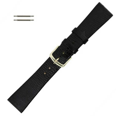 Hadley Roma 16mm Genuine Lizard Black Watch Strap 6 3/4 Inch Length 1 Hadley Roma 16mm Genuine Lizard Black Watch Strap 6 3/4 Inch Length
