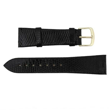 Hadley Roma 16mm Genuine Lizard Black Watch Strap 6 3/4 Inch Length 2 Hadley Roma 16mm Genuine Lizard Black Watch Strap 6 3/4 Inch Length - Image 2