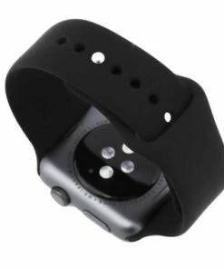 Black Silicone Watch Band Made To Fit 42mm Apple® Watch -Cheap Watch Bands Store black silicone appleband 5041 42photo7 29473.1659986019