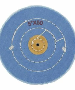 Blue Muslin Polishing Buff 5 Inch Inch Diameter Ply 50 Stitching 3 Rows