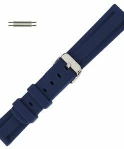 Silicone Watch Band 20mm Blue Sport Watch Band Rubber Jelly 7 11/16 Inch Length