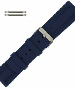 Silicone Watch Band 24mm Blue Sport Watch Band Rubber Jelly 7 11/16 Inch Length