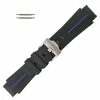 Black With Blue Stripe Silicone 21MM Made To Fit Rolex® Curved End Watch Band 7 Inch Length