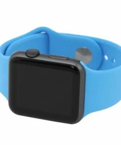 Blue Silicone Watch Band Made To Fit 42mm Apple® Watch -Cheap Watch Bands Store blue silicone appleband 5045 42photo5 59648.1659986019