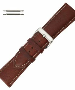 Hadley Roma Leather Watch Band 22mm Tan Leather Buffalo Chronograph Grain 7 7/8 Inch Length