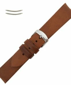 22mm Curved Brown Leather Watch Band 7 7/8 Inch Length
