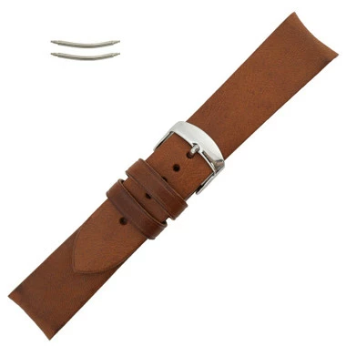22mm Curved Brown Leather Watch Band 7 7/8 Inch Length 1 22mm Curved Brown Leather Watch Band 7 7/8 Inch Length