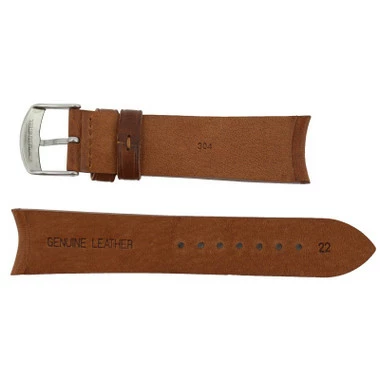 22mm Curved Brown Leather Watch Band 7 7/8 Inch Length 3 22mm Curved Brown Leather Watch Band 7 7/8 Inch Length - Image 3