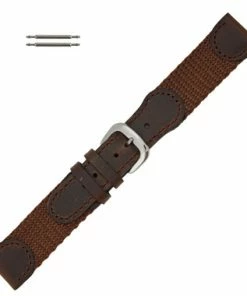 Hadley Roma 20mm Brown Nylon And Brown Leather Accented Swiss Army® Style Band 7 1/2 Inch Length