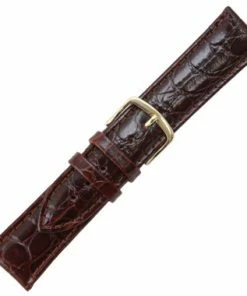 Hadley Roma Croco Grain 18mm Brown Padded Stitched Watch Strap 8 Inch Length