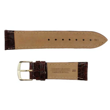 Hadley Roma Croco Grain 18mm Brown Padded Stitched Watch Strap 8 Inch Length 3 Hadley Roma Croco Grain 18mm Brown Padded Stitched Watch Strap 8 Inch Length - Image 3