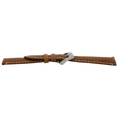 20mm Brown Camel Grain Leather Watch Band With White Stitching 7 3/8 Inch Length 6 20mm Brown Camel Grain Leather Watch Band With White Stitching 7 3/8 Inch Length - Image 6